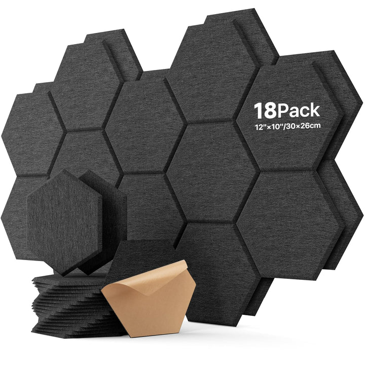 Hexagon Akustikpaneele Selbstklebend 18 Stück Akustikschaumstoff Schalldämmung, Hohe Dichte Schallsc