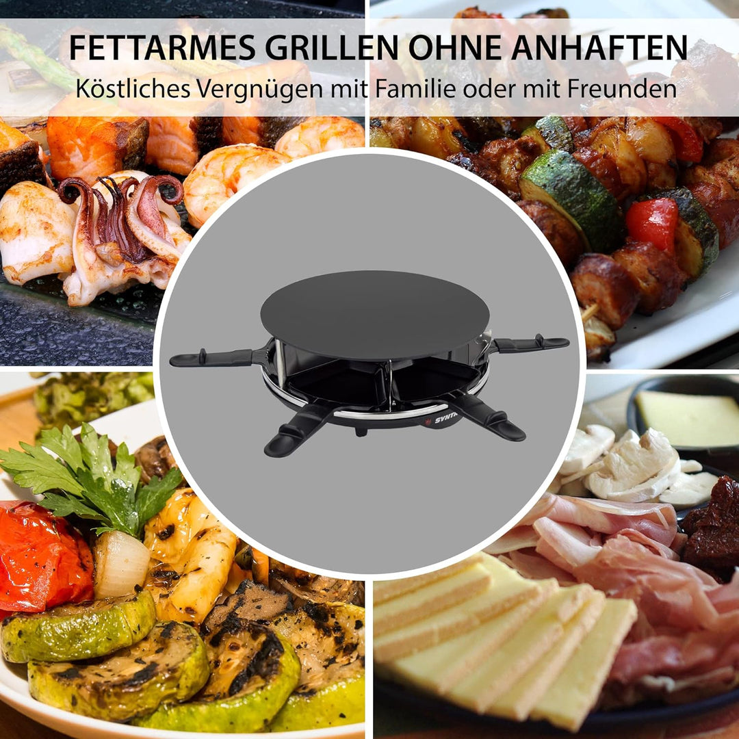 Syntrox Germany Raclette mit Glas-Keramik Grillplatte Design Glas für 6 Personen Grill RAC-900W-Lill