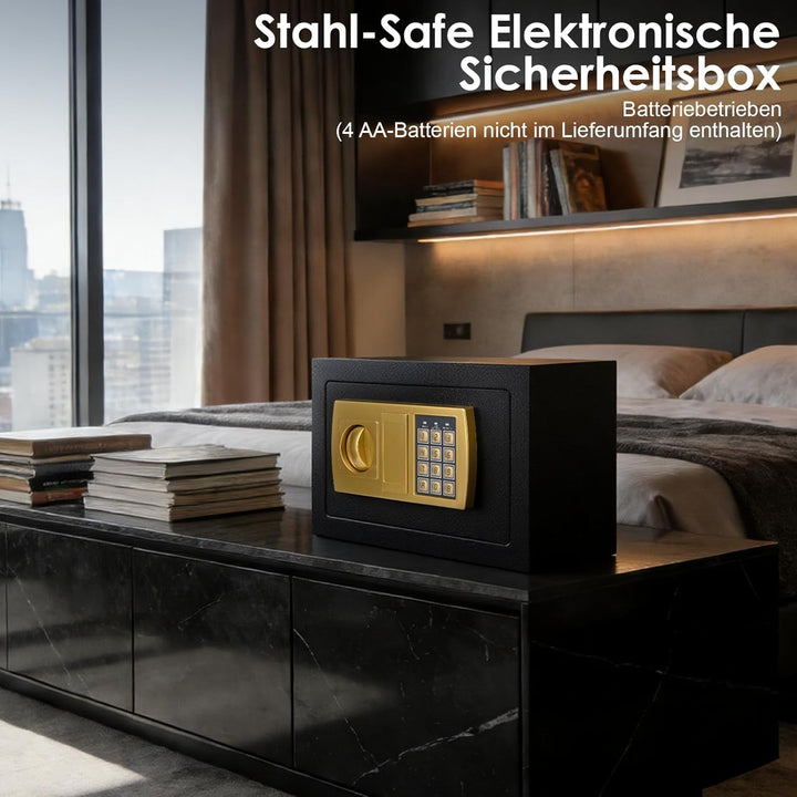 Elektronischer Tresor 31x20x20cm,Möbeltresor mit Kombinationsschloss und Schlüssel,Digitaler Heimtre