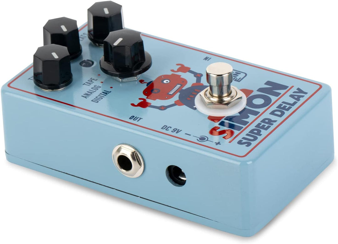 Caline CP-513 Simon Super Delay Gitarren-Effektpedal mit Digital-, Analog- und Bandoptionen weiss, w
