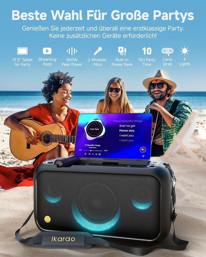 Karaoke-Maschine für Erwachsene mit Textanzeige, eingebautem 13,3"-Bildschirm, echte All-in-One-Kara