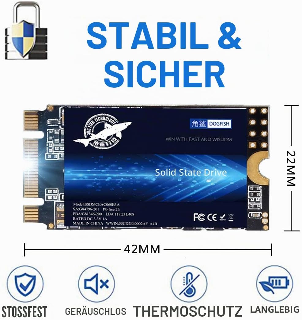 Dogfish SSD M.2 2242 500GB Solid State Drive Ngff Internen Desktop Laptop Computer 6Gb/s High Perfor