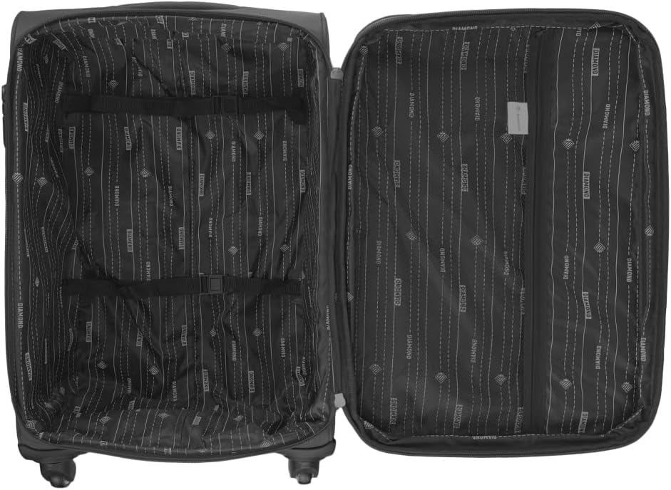 DIAMOND Grosser Weichschalenkoffer XL 28" – Grau, Codura 1200D, 360° Rollen, Zahlenschloss, Erweiter