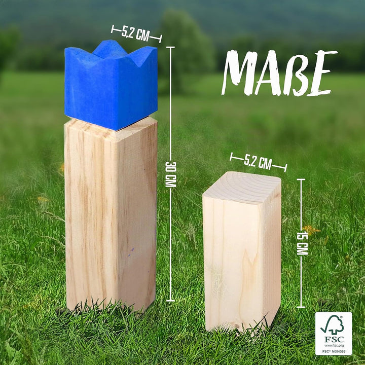 Ocean 5 Kubb - Original Wikinger Spiel | Premium Holzspiel im Stoffbeutel mit massiven Figuren | Sch