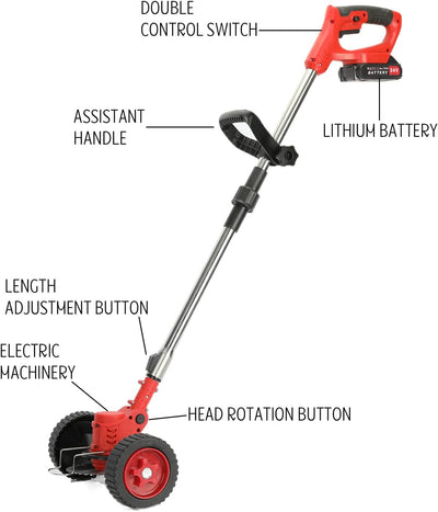 Shienfir Akku-Rasentrimmer, 12V 18000R/min 450W, Grasschneider Unkrautschneider mit 2 X 2000mAh Akku