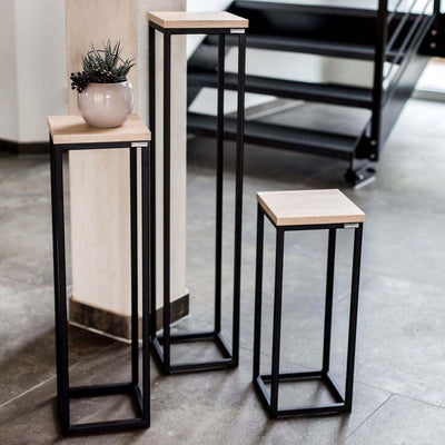 holz4home® Dekoständer aus MDF Eichenholz I Blumenständer Sonoma Eiche I Höhe: 70 cm I Dekosäule mit