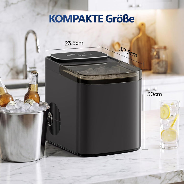 ROVSUN Eiswürfelmaschine Selbstreinigend 12 kg/24 h, 9 Kegeleis in 6-10 Minuten, Eiswürfelbereiter m