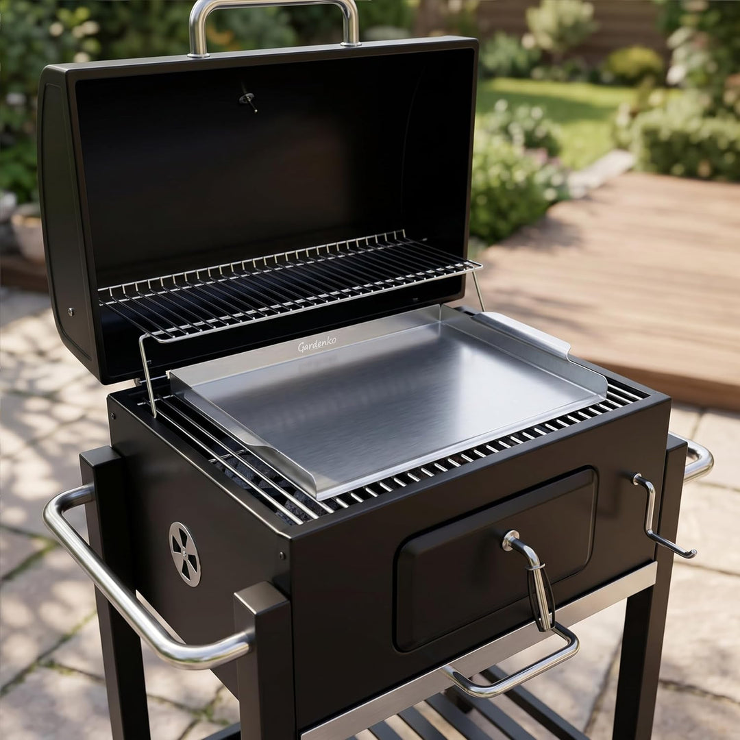 Grillplatte für Kohlegrill aus 1 mm rostfreiem Edelstahl - 39,4x29,1 cm, 1 kg - Universelle Plancha