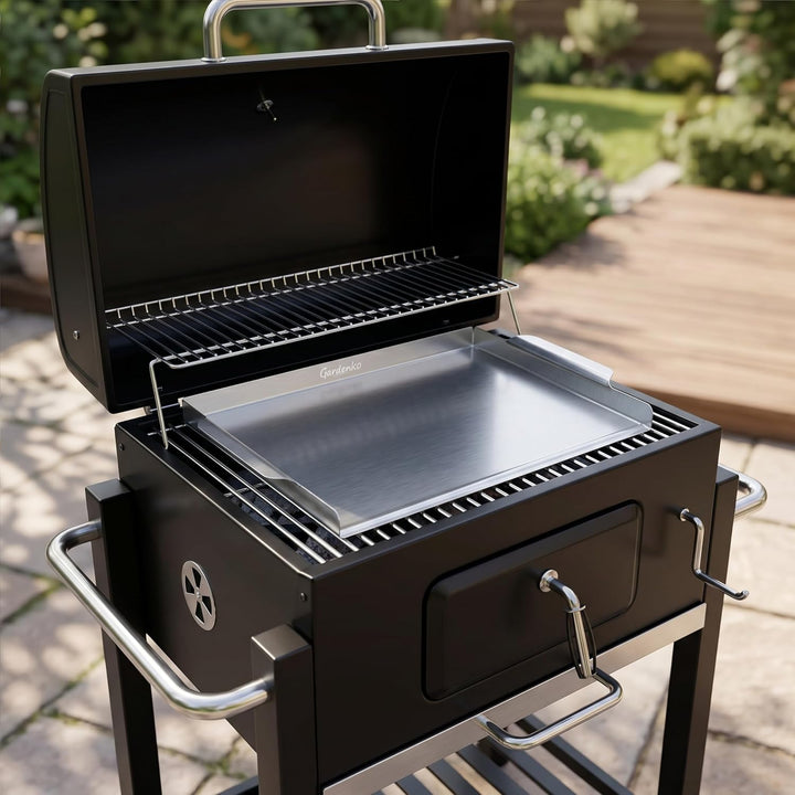 Grillplatte für Kohlegrill aus 1 mm rostfreiem Edelstahl - 39,4x29,1 cm, 1 kg - Universelle Plancha