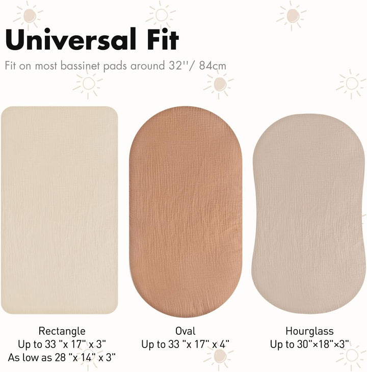 3er-Pack Bettlaken Spannbettlaken,Matratzenschoner für Laufgitter,100% Musselin-Baumwolle,Weiche und