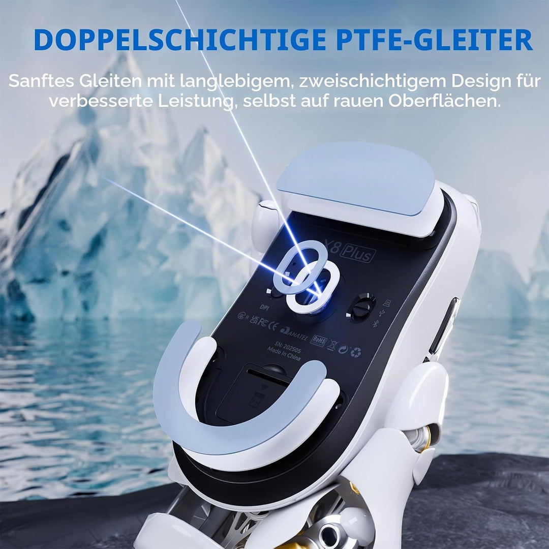 ATTACK SHARK X8 Serie Kabellose Gaming-Maus, 55–65 g Superleicht, PixArt PAW3395/3950 Sensor, BT/2.4