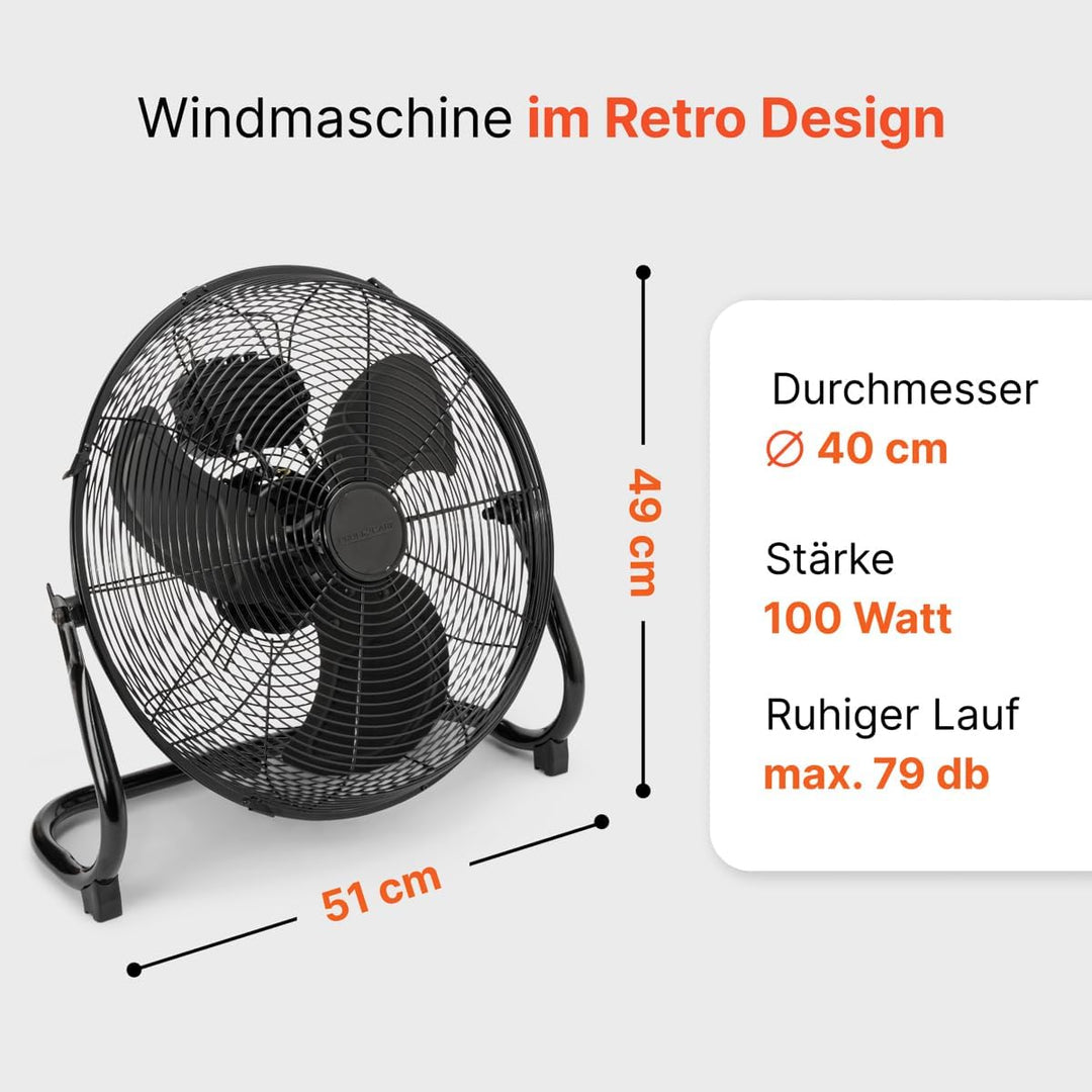 ProfiCare® Windmaschine mit 40 cm Ø | Ventilator verstellbarer Winkel | Bodenventilator 3 Stufen | V