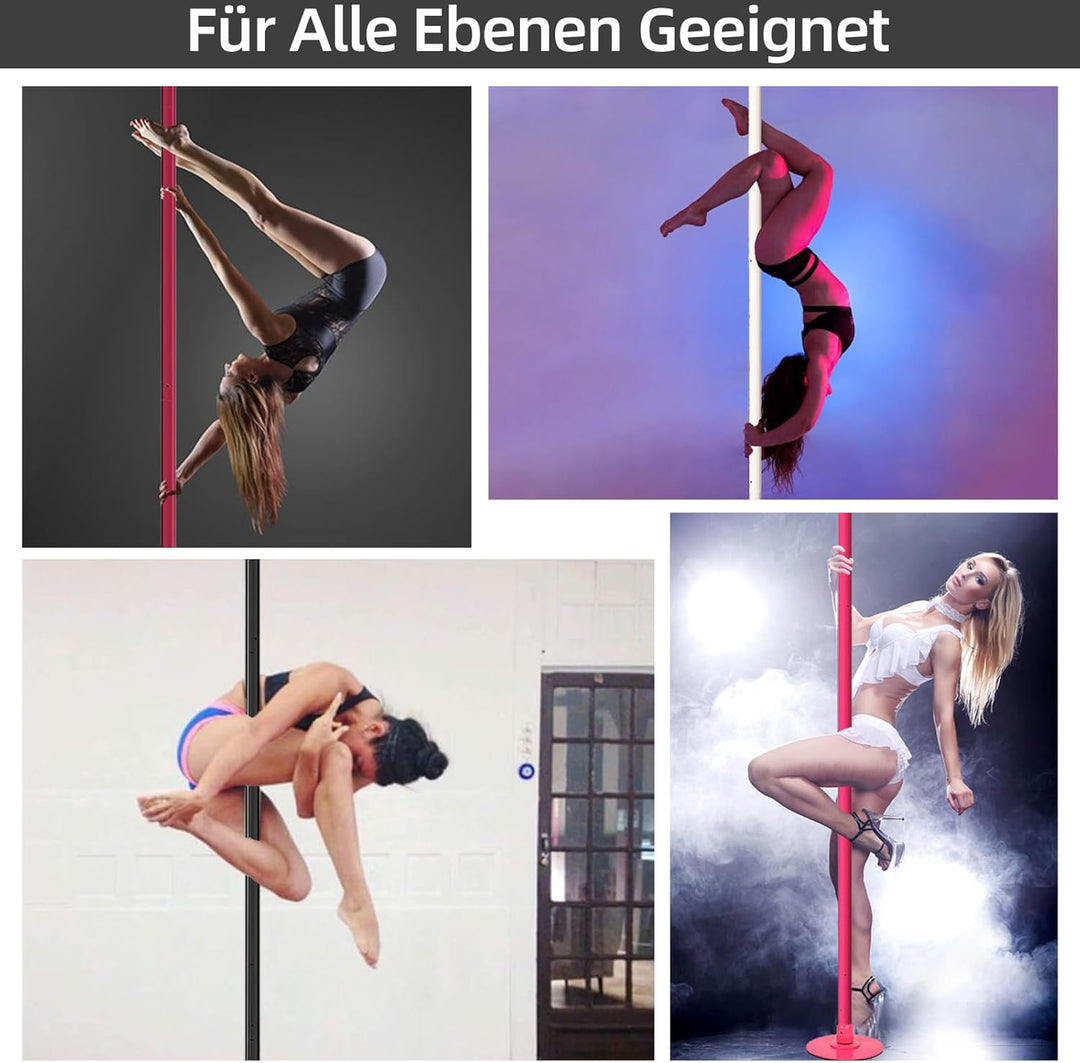 PRIOR FITNESS Pole Dance Tanzstange 45mm von 2,35 bis 2,74 m Höhenverstellbar,2 Modi: drehend/statis