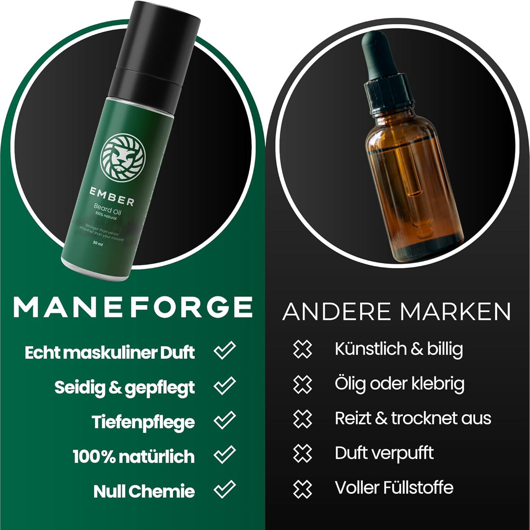 Ember Bartöl für Männer – 30ml – Natürlich mit Arganöl Mandelöl & Avocadoöl – Gegen Trockenheit Juck