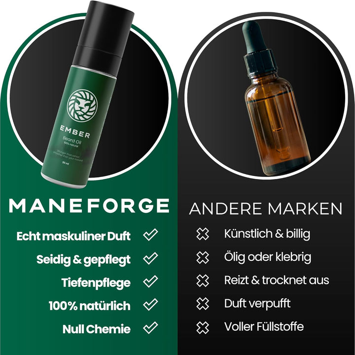 Ember Bartöl für Männer – 30ml – Natürlich mit Arganöl Mandelöl & Avocadoöl – Gegen Trockenheit Juck