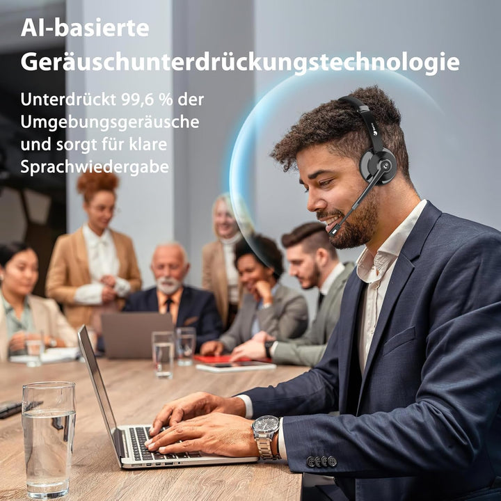 Earbay Headset mit Mikrofon Bluetooth, Kabelloses Headset mit Rauschunterdrückung, inklusive USB-Don