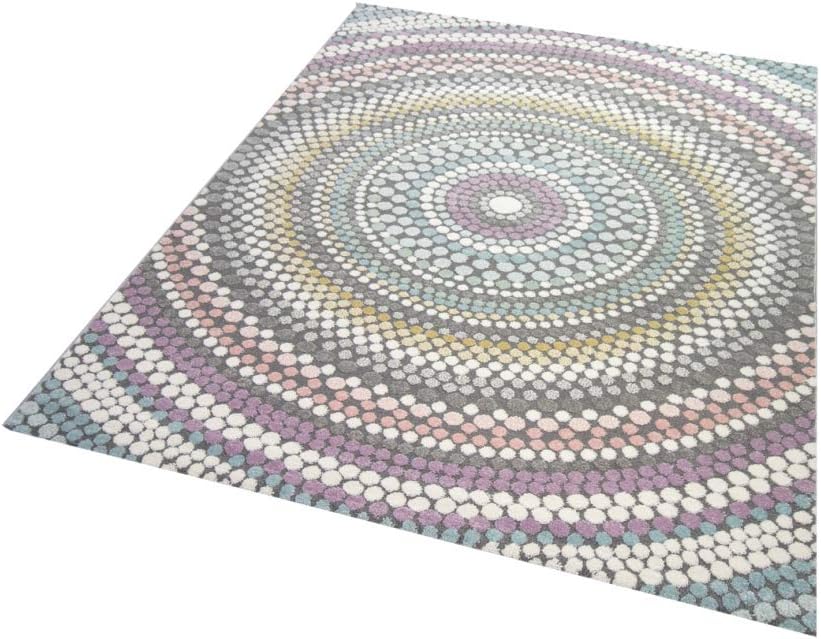 CARPETIA Teppich modern Wohnzimmer Teppich Regenbogen gepunktet bunt Pastell Grösse 200 x 290 cm, 20