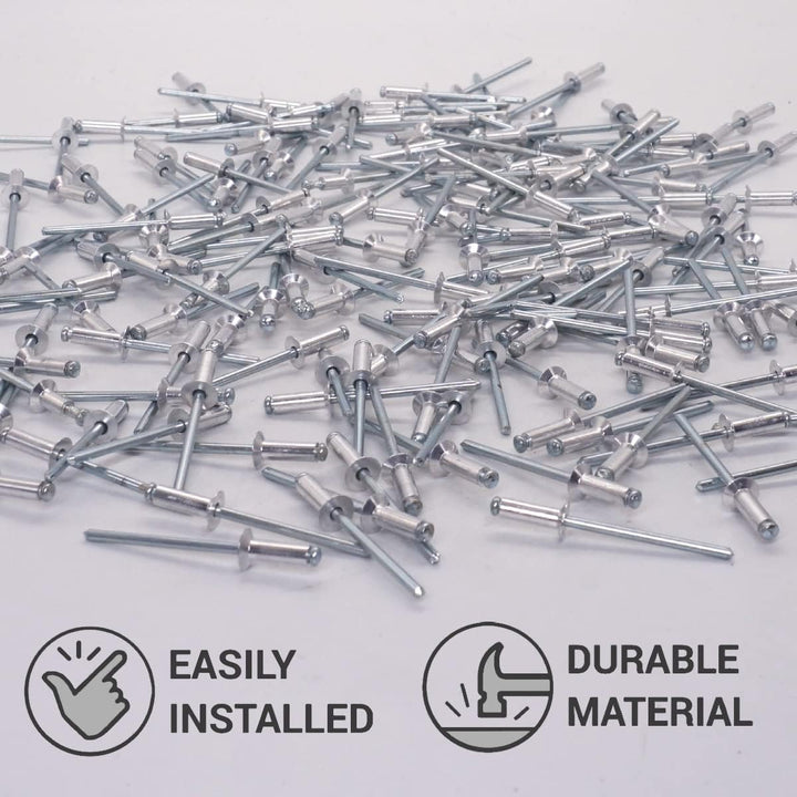SKIR'CO (1000 Stück) Senkkopf Aluminium Blindnieten 4,0 x 12 mm, Stahldorn, Popnieten 1000 4.0 x 12