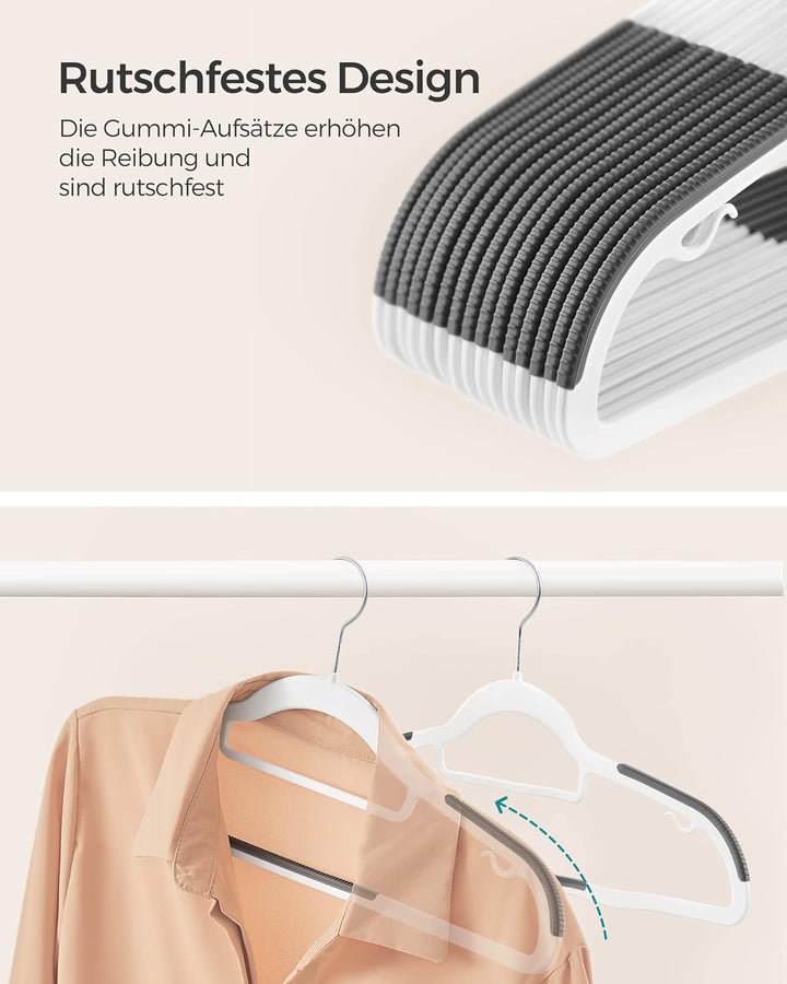 SONGMICS Kleiderbügel 50er Set, Bügel aus Kunststoff, rutschfest, platzsparend, Dicke 0,5 cm, 42 cm