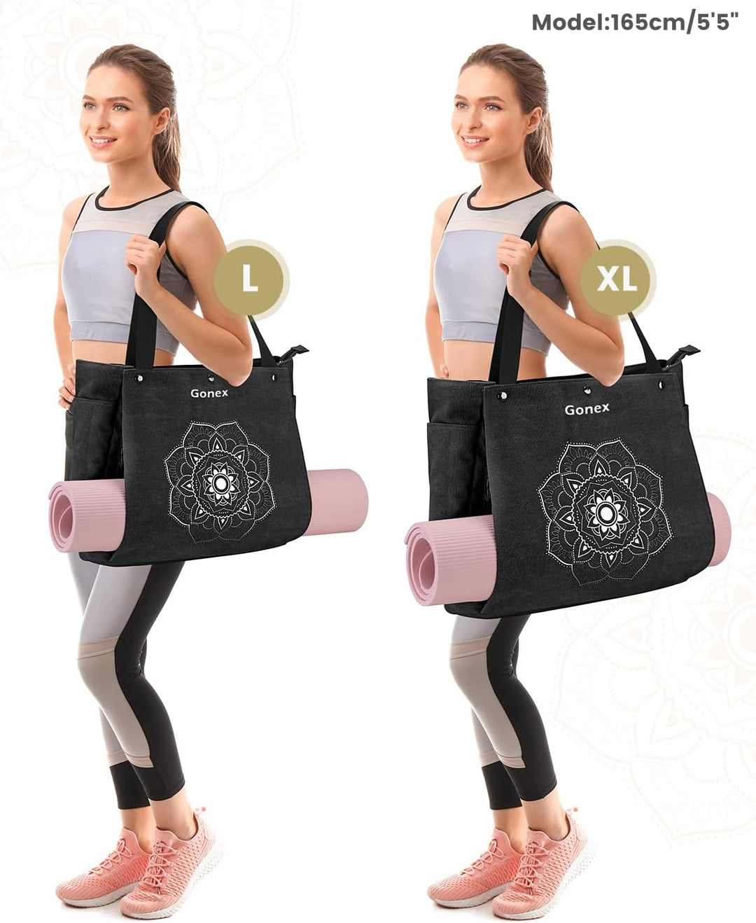 Gonex Yogatasche, Yogamatte Tasche mit Mehreren Taschen für Damen und Herren, Canvas wasserdichte To