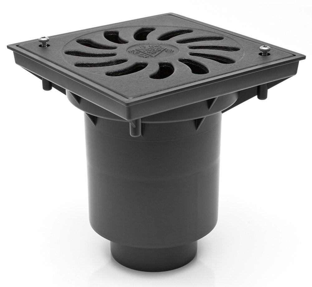 MCH Hofablauf-Kellerablauf-Kanalschacht mit Kunststoffrost - Belastung bis 1500 kg- 245x245 mm - (32