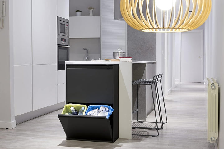 ARREGUI Basic CR606-B Recycling Abfalleimer/Mülleimer aus Stahl, Mülltrennsystem mit 4 entnehmbaren