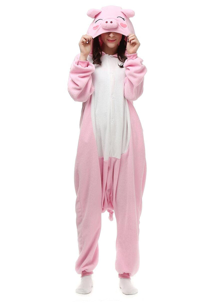 Pyjamas Onesies Cosplay Erwachsene Unisex Tiere Halloween Kostüm Kleid Loungewear L Rosa Schweine, L