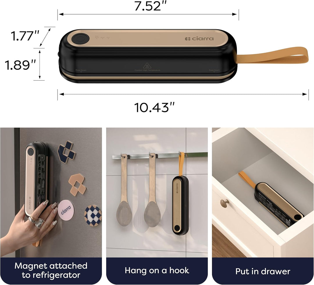 Ciarra Mini Folienschweissgerät, Vakumierergerät für lebensmittel 3 Modi, Automatisches Mini Bag Sea