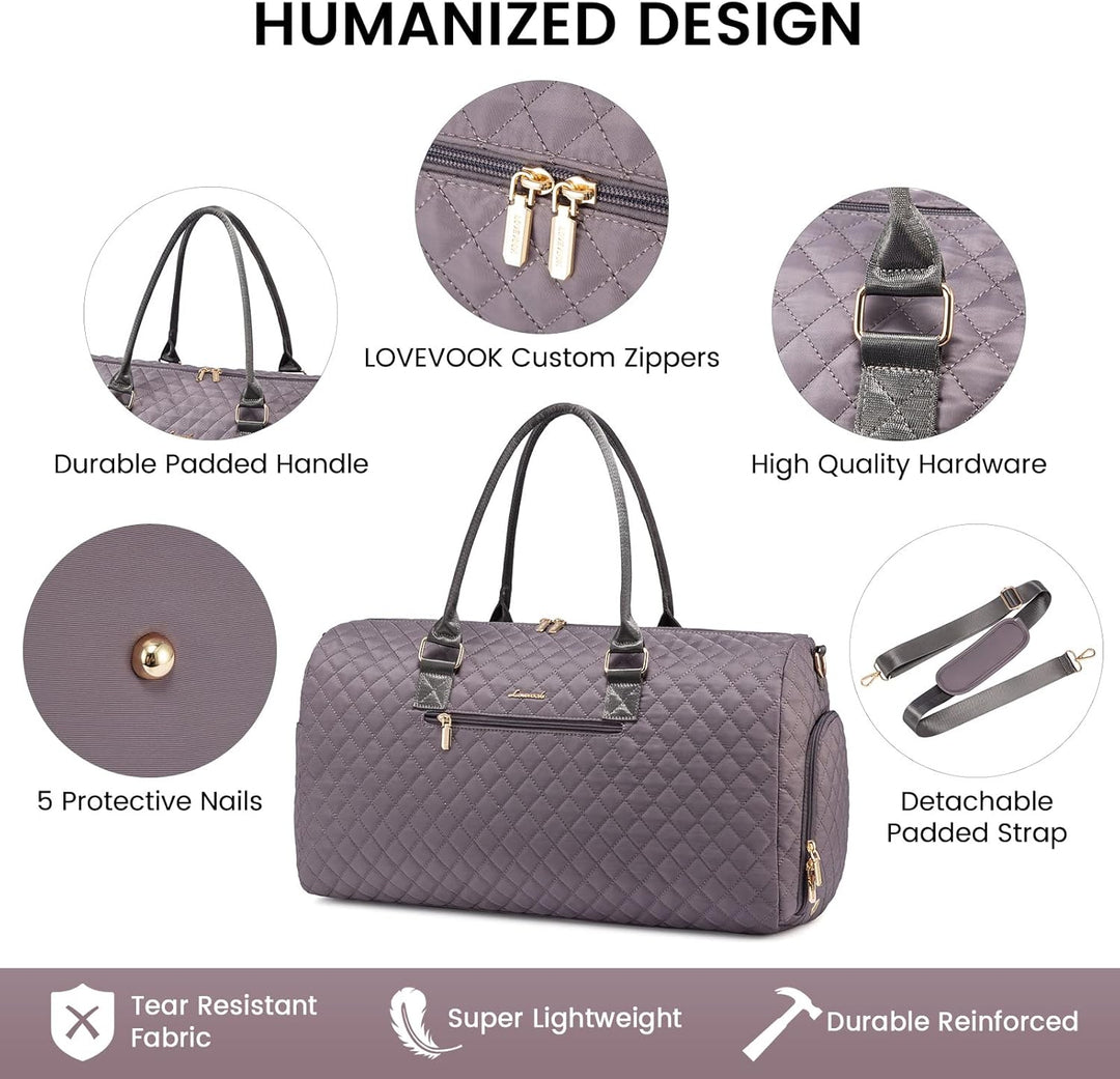 LOVEVOOK Sporttasche Reisetasche Damen, Weekender Travel Kliniktasche Geburt mit Kulturtasche Schuhf
