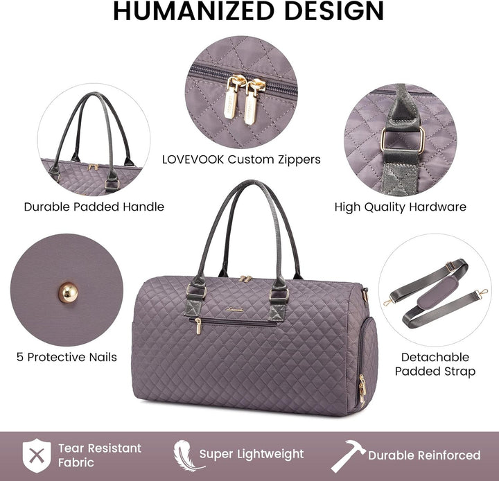 LOVEVOOK Sporttasche Reisetasche Damen, Weekender Travel Kliniktasche Geburt mit Kulturtasche Schuhf