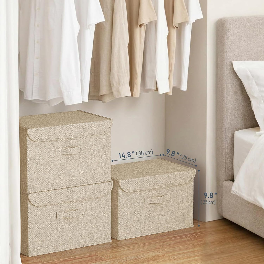 Homsorout Aufbewahrungsbox mit Deckel 2 Stück, Faltbare Aufbewahrungskiste mit Griff, faltbox mit de