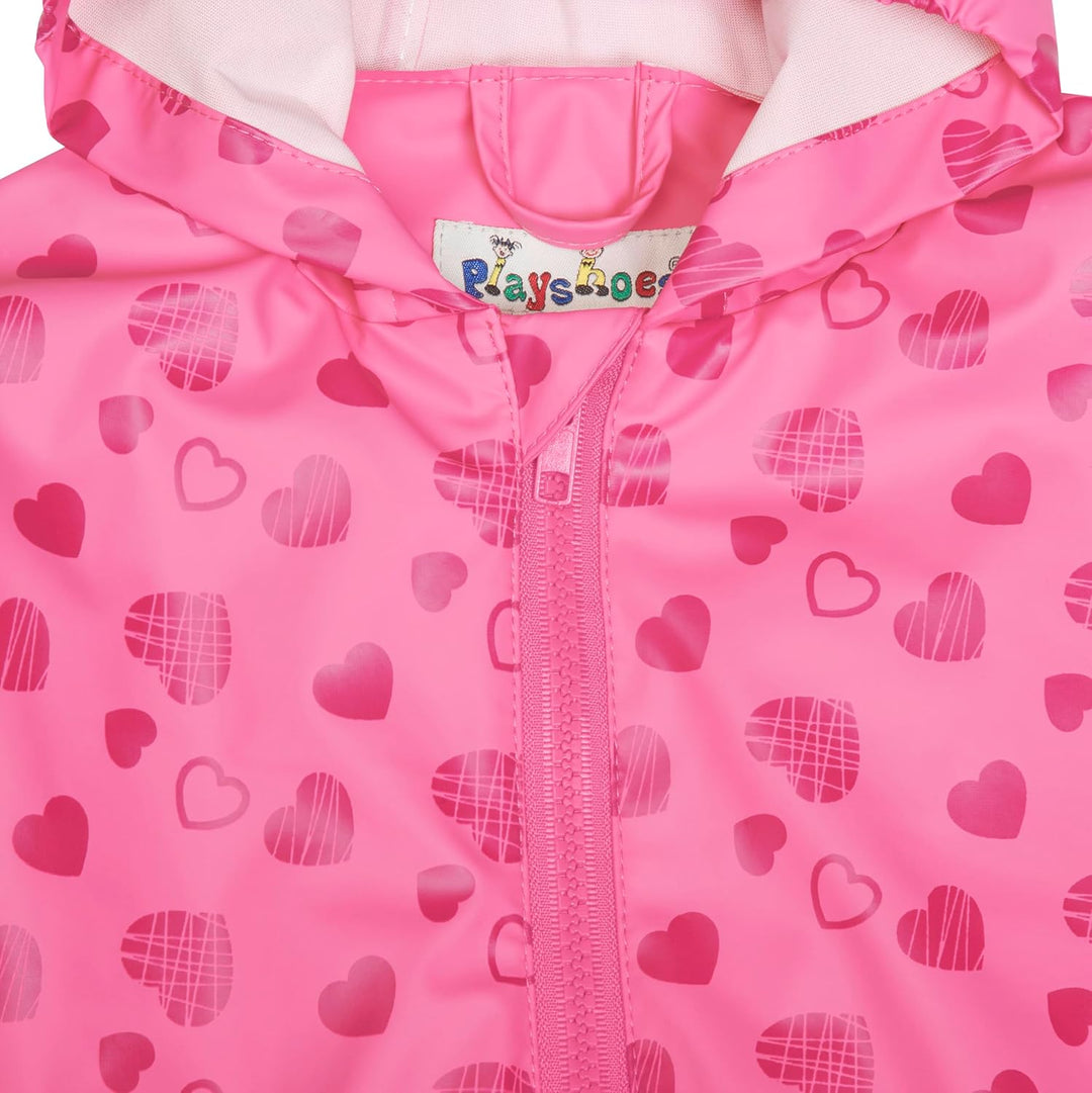 Playshoes Unisex Kinder Regen-Overall Matschanzug Regenbekleidung, 74 Herzchen