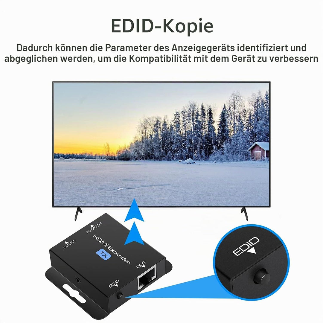 VPFET HDMI Extender 200ft HDMI zu RJ45 Ethernet über Cat5e/Cat6 Kabel Übertragung HDMI Transmitter R