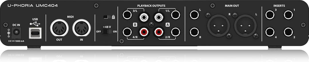 Behringer U-PHORIA UMC404HD Audiophiles 4x4, 24-Bit/192 kHz USB-Audio/MIDI-Interface mit Midas-Mikro