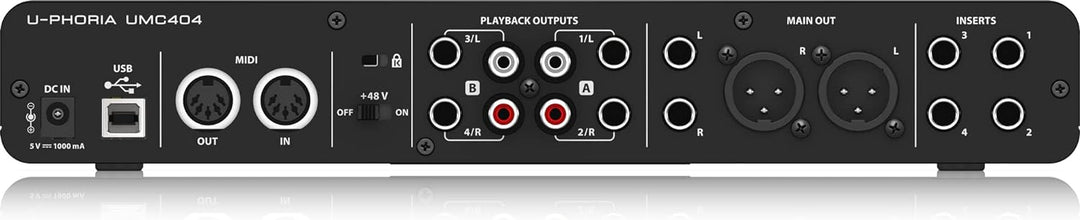 Behringer U-PHORIA UMC404HD Audiophiles 4x4, 24-Bit/192 kHz USB-Audio/MIDI-Interface mit Midas-Mikro