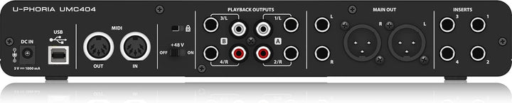 Behringer U-PHORIA UMC404HD Audiophiles 4x4, 24-Bit/192 kHz USB-Audio/MIDI-Interface mit Midas-Mikro