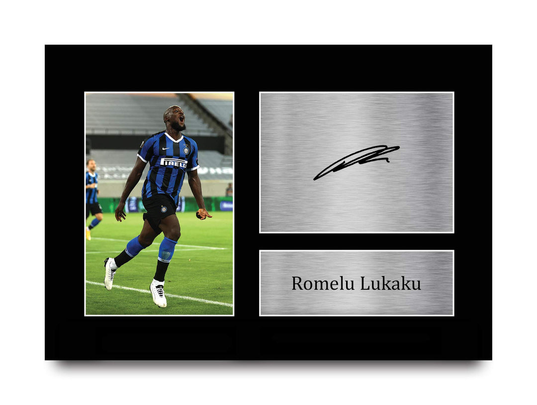 HWC Trading A4 Romelu Lukaku Inter Mailand Gifts Gedrucktes signiertes Autogramm Bild für Fussballfa