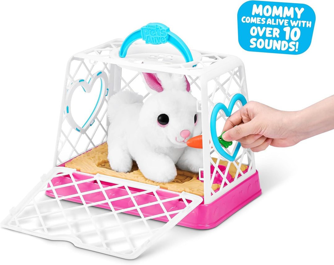Pets Alive Mama Bunny Surprise von ZURU, realistischer, elektronischer Plüschhasen-Roboter, Überrasc