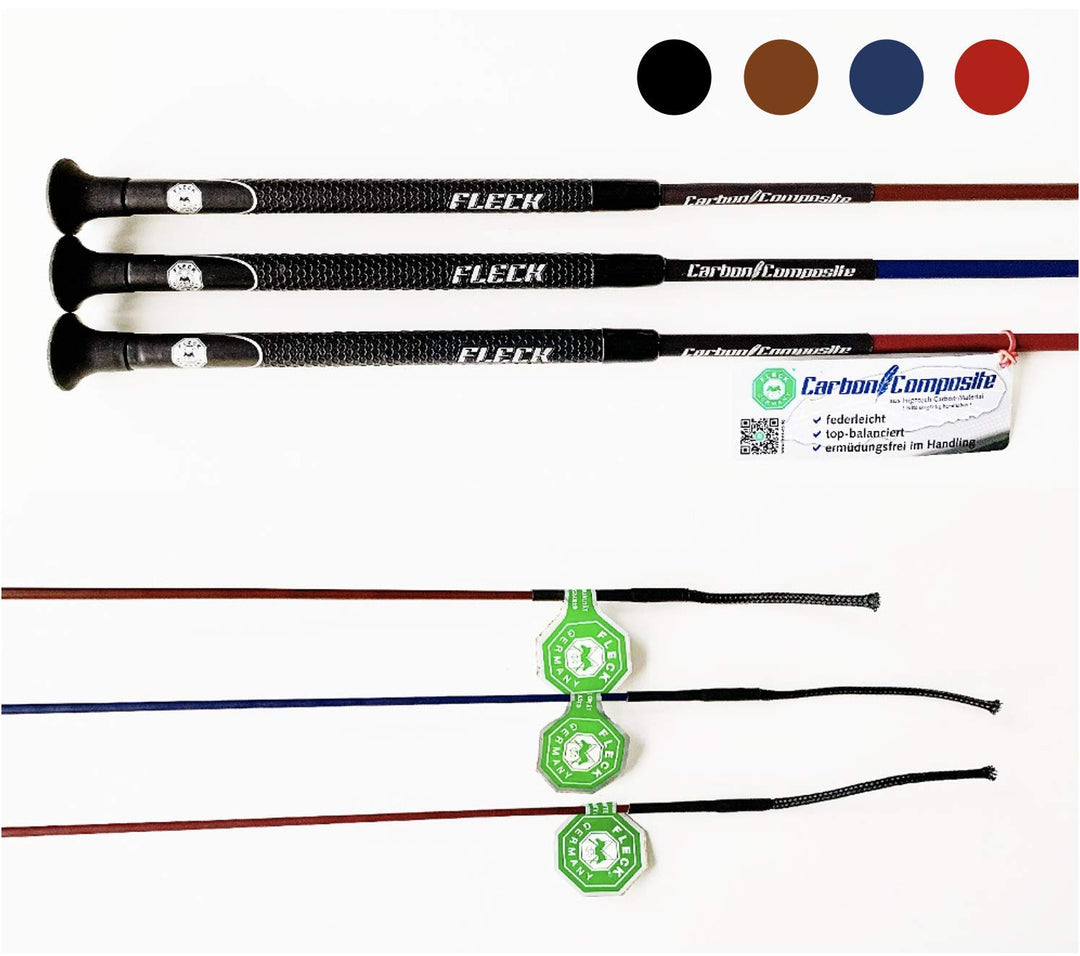 Fleck - Dressurgerte Gerte Reitgerte Carbon Ultraleicht (110 cm, Schwarz) 110 cm Schwarz, 110 cm Sch
