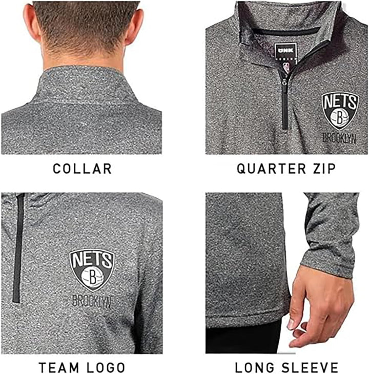 Ultra Game Offizielles NBA-Langarmshirt für Herren mit Viertelreissverschluss XL Anthrazit Meliert,