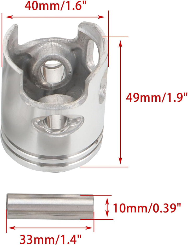 WOOSTAR 40mm Grosse Bohrung Zylinder mit Dichtungen Kolbenring Kit Ersatz für 2 Takt Jog 50ccm Minar