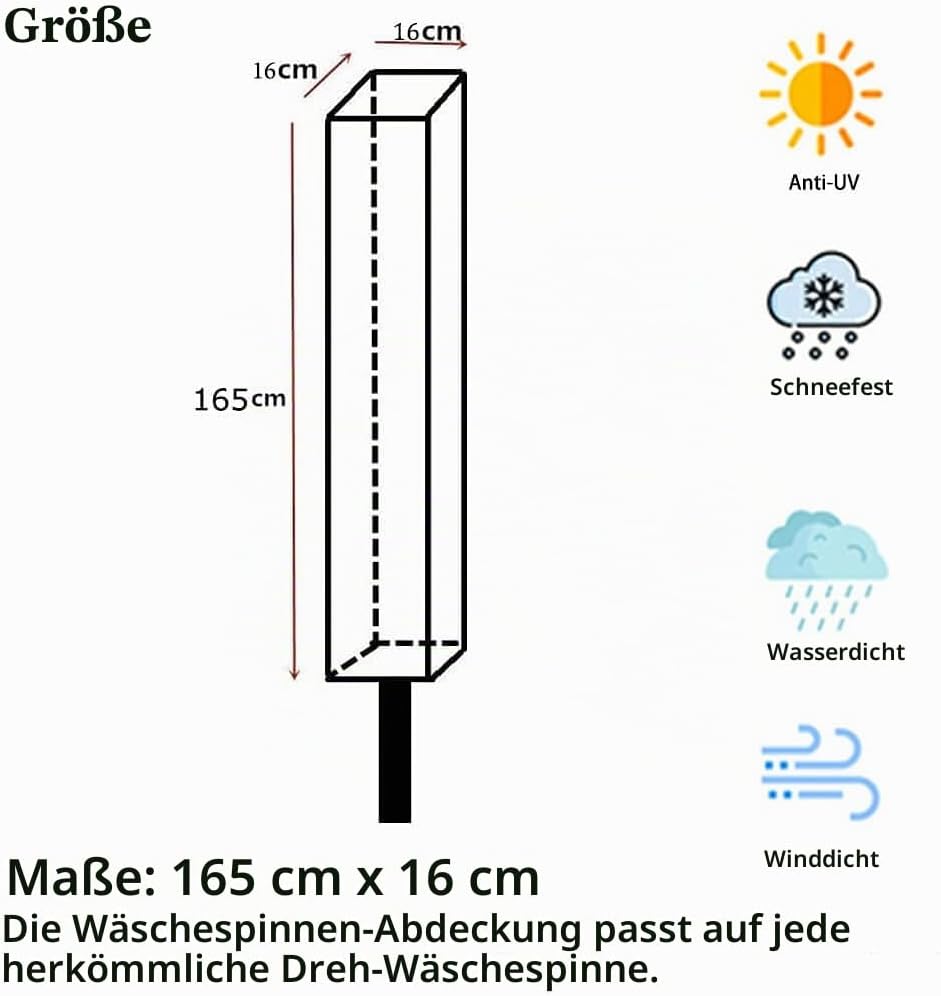 PATIO PLUS Schutzhülle für Wäschespinne, Wasserdicht Schutzhülle für Ampelschirme mit hochdichter Ox