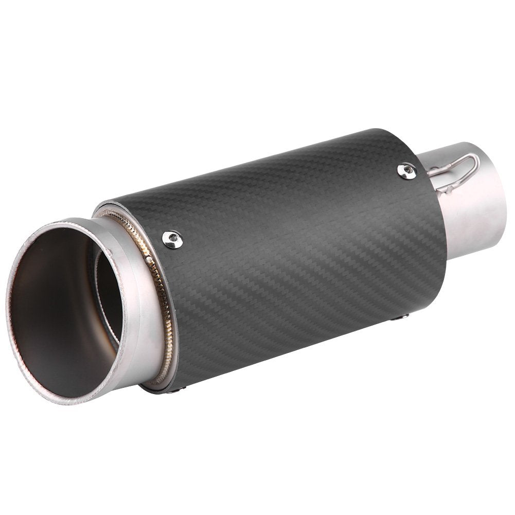 Qiilu Motorrad Auspuffrohr, 51MM Carbon Fiber Edelstahl Motorrad Schalldämpfer Auspuffendrohr Tipp E