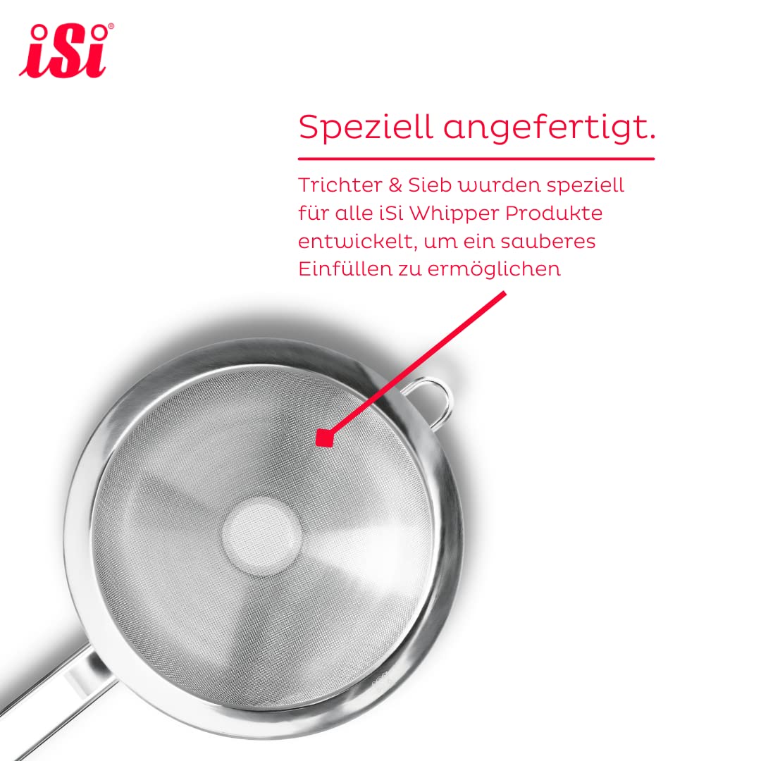 iSi Siphon, Wassersprudler für Sprudelwasser, Schwarz, 8.5 x 8.5 x 31.5 cm & 2714 Sieb & Trichter, A