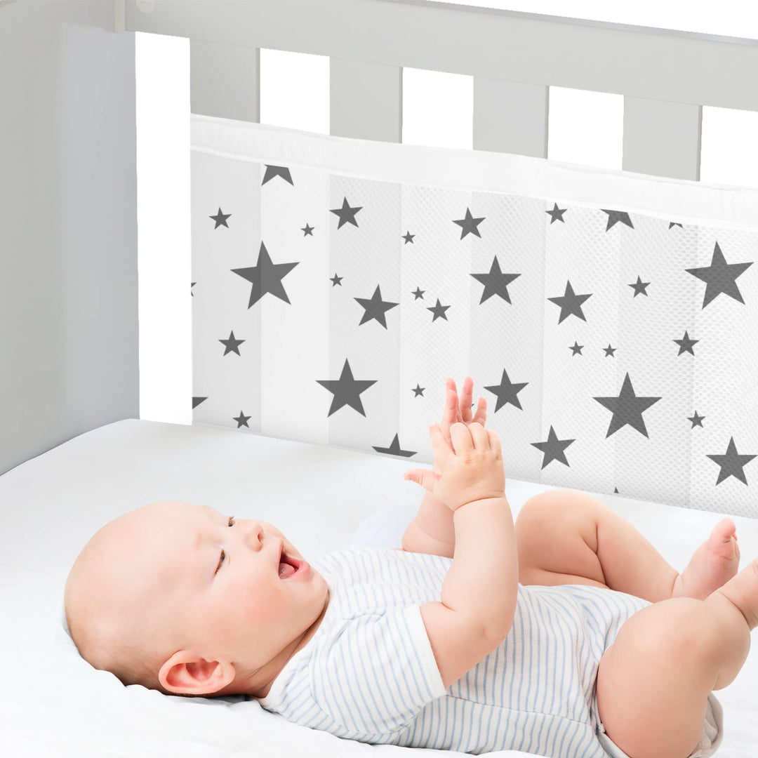 WYSWYG® Atmungsaktive Babybett Umrandungen für Sicherheit &amp; Komfort, Premium Bettumrandung Babybett