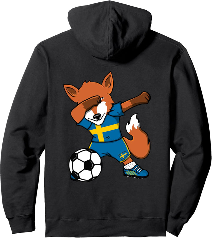 Dabbing Fuchs Fox Schweden Fussball Schwedische Flagge Sport Pullover Hoodie