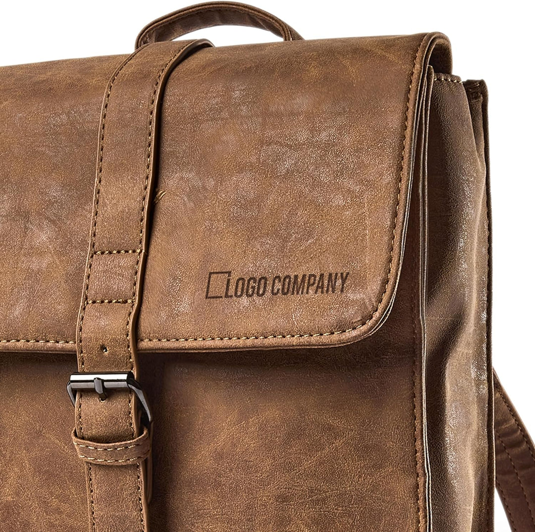 Lederrucksack für Damen, Herren und Kindern personalisierbar aus Kunstleder in braun, perfekter Tage