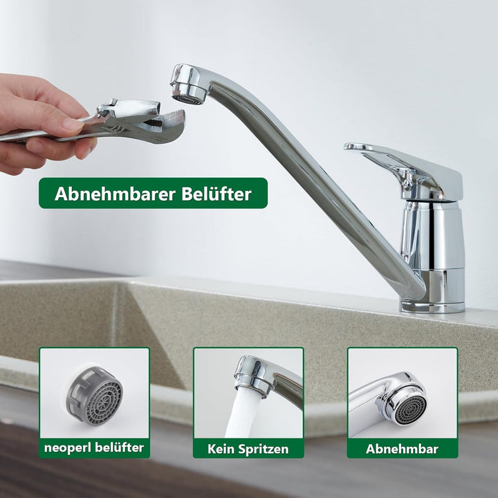 Küchenarmatur 360° Drehbar, Hochdruck Wasserhahn Küche mit Keramikkartusche, Einhebel Mischbatterie