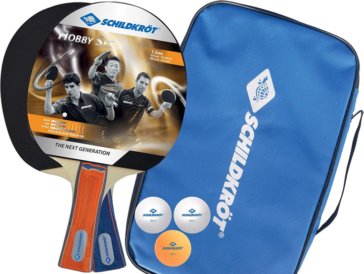 Donic-Schildkröt Tischtennis-Set Hobby, für 2 Spieler (2 Schläger, 3 Bälle, in Tragetasche, gute Fre