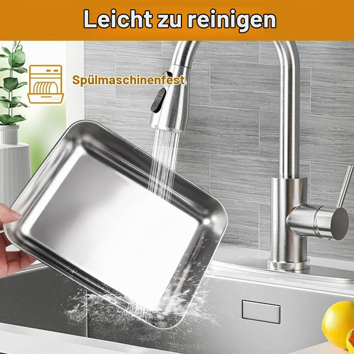Panierschalen Set 3-Teilig, 25x20x5cm Edelstahl Schale Rechteckig,PanierstrassE Set,Panierstrasse mi